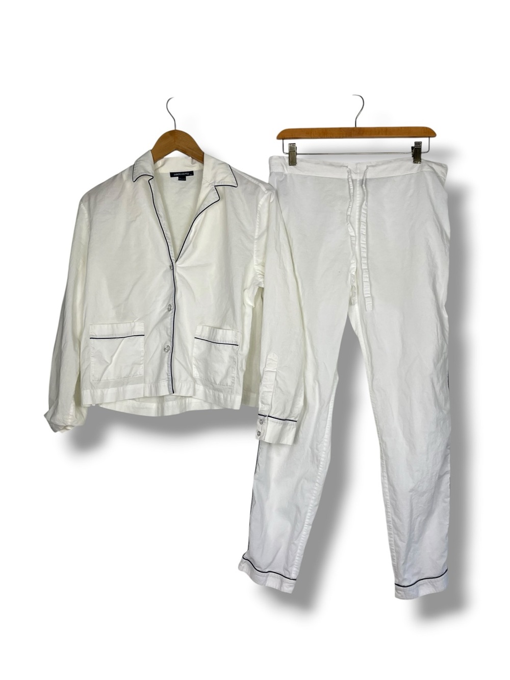 Jasmine And Will Pajama Set Cotton Women’s White With Piping Medium Australian